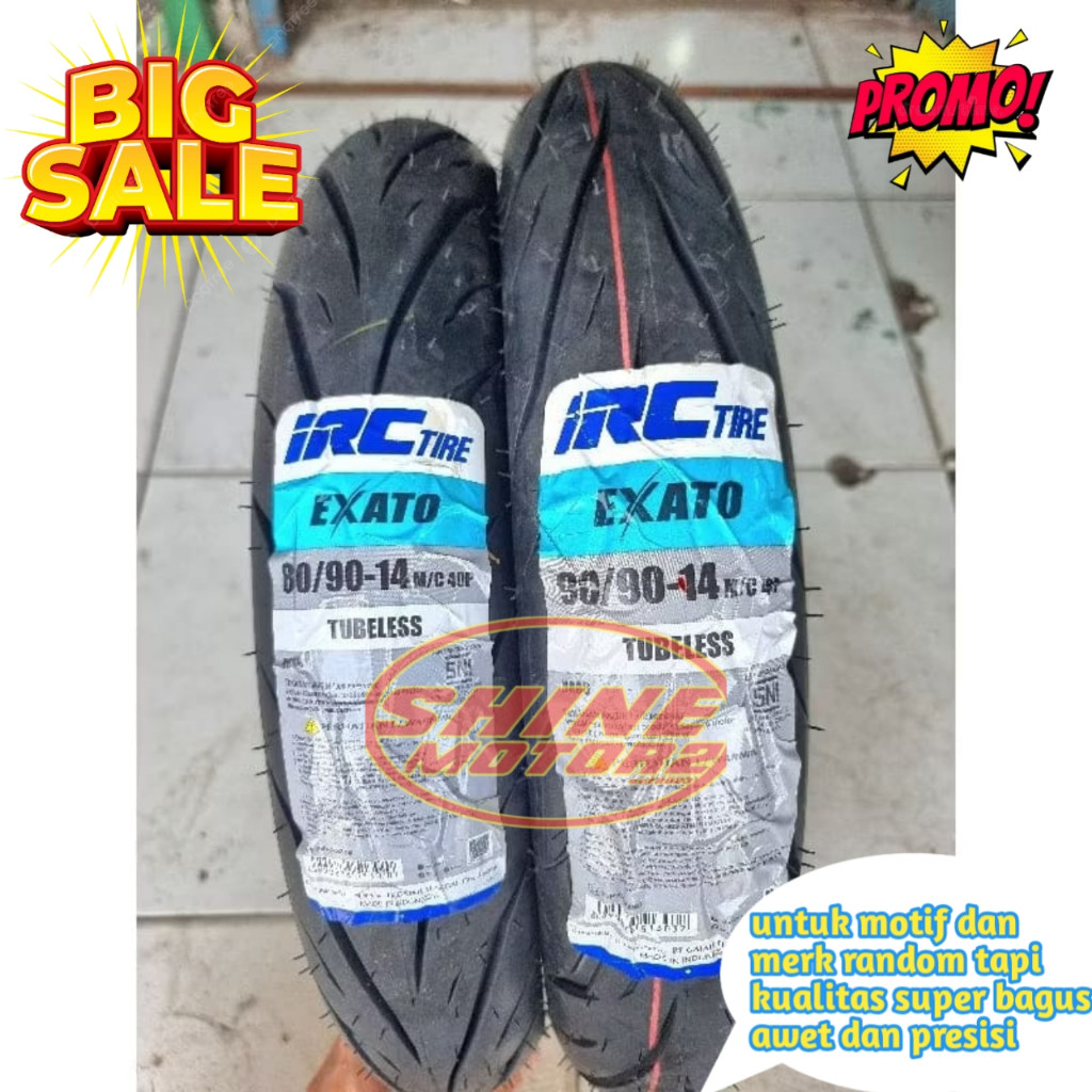 PAKET BAN TUBELESS 90/90-14 & 100/90-14 IRC SCT-004 +PENTIL / Ban Tubeless Ring 14 90/90