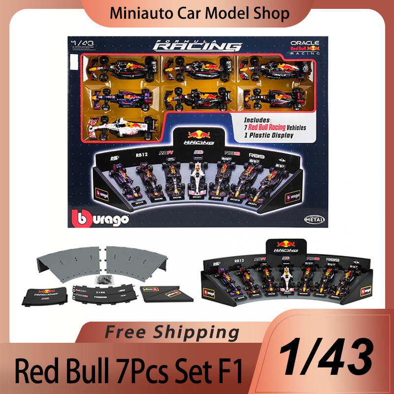 New In Stock Bburago 1:43 Red Bull F1 7pcs Suit Alloy Miniature Diecast Model Rb9 Rb12 Rb14 Rb16b Rb