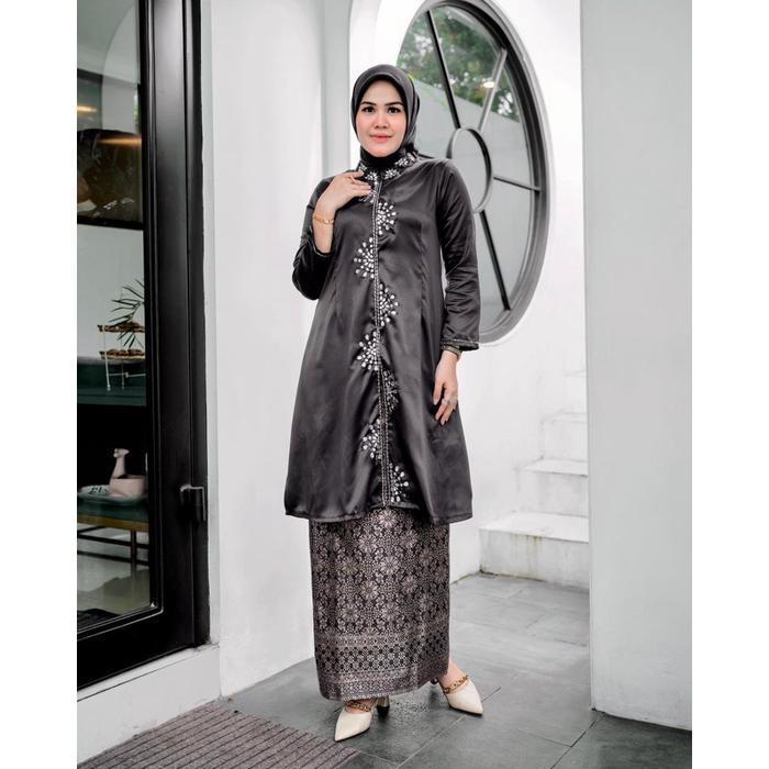 Kebaya setelan songket - Atasan kebaya modern dan elegan 2024 - kebaya Hitam songket wisuda - baju k