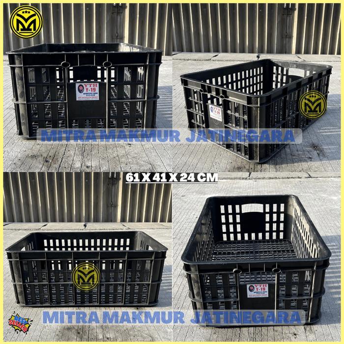 Kontainer Industri Plastik YTH Container Box Keranjang Krat Lubang YTH 19 06 08 A - YTH 19, HITAM.