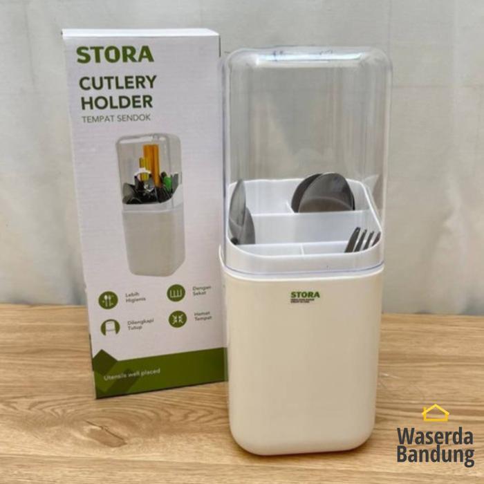 Cutlery Holder Tempat Sendok Garpu Alat Makan Tertutup - Putih Polos