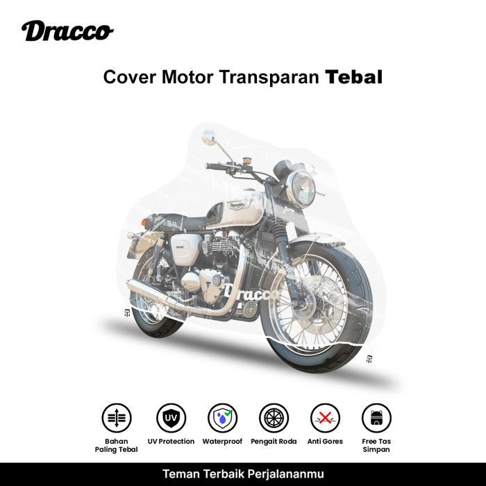 DRACCO cover motor TRIUMPH waterproof tebal transparan bening premium sarung motor TRIUMPH