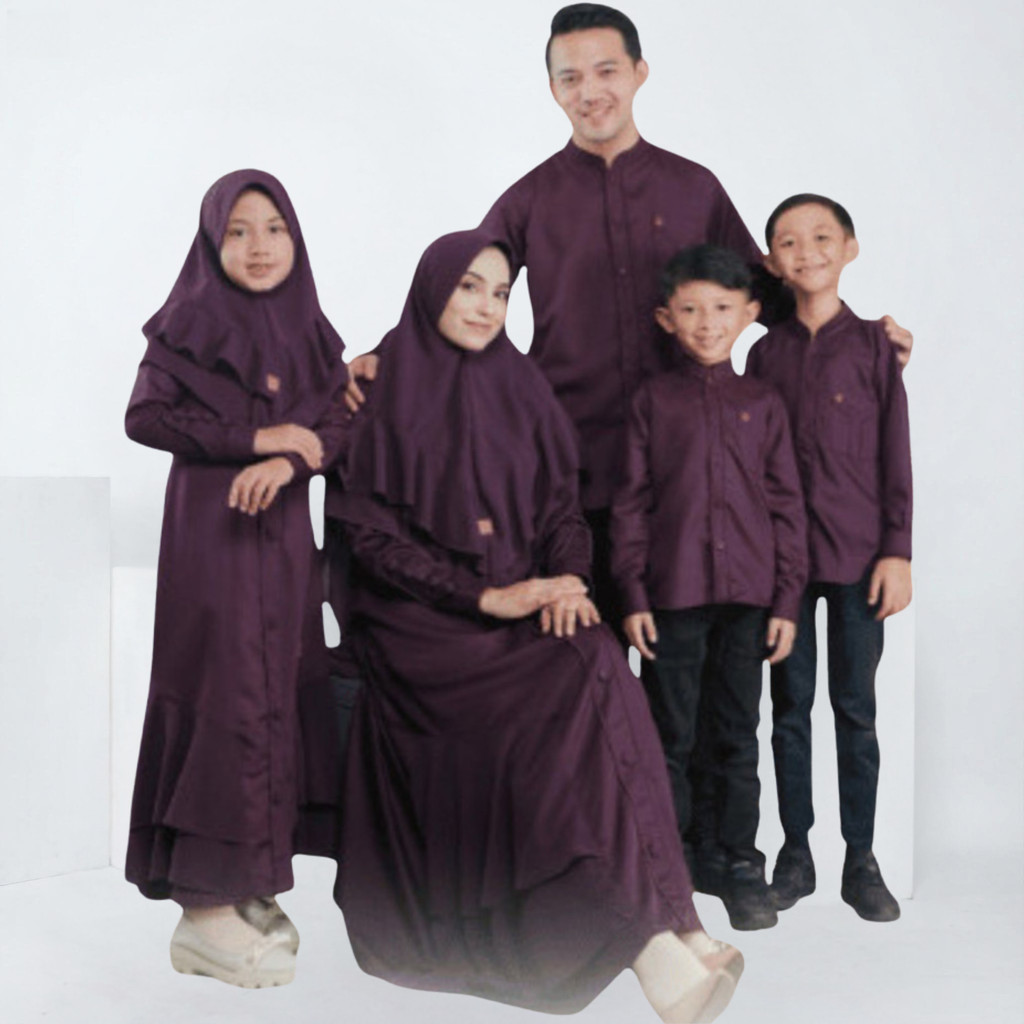Arra Couple Keluarga Baju Lebaran Arafah Dark Plum Sarimbit Family Muslim