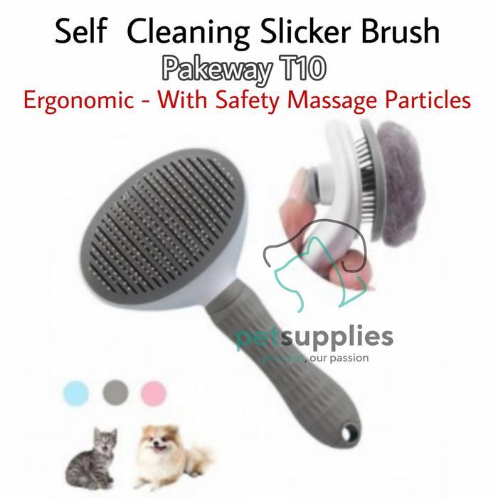 Pet Slicker Brush Pakeway T10 Self Cleaning Slicker Brush Dog Cat