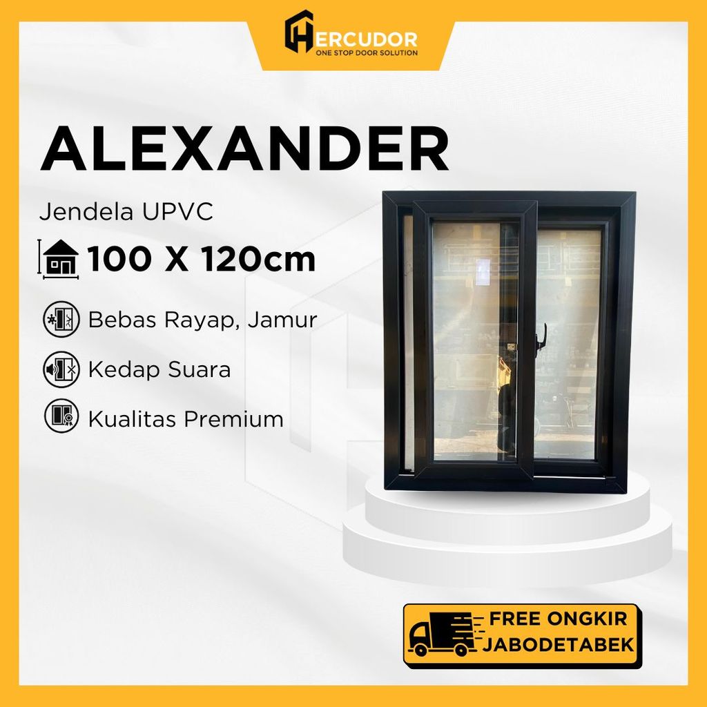 ALEXANDER BS - Jendela UPVC Premium Double Sliding 100x120 Alexander Black