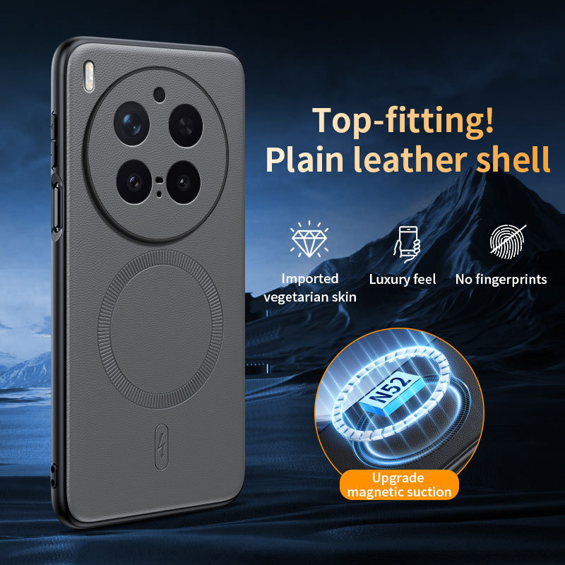 Mewah Kulit Plain Magnetik Wireless Charge Case Untuk VIVO X300 Pro X200 Ultra X200 Pro X200 FE X200