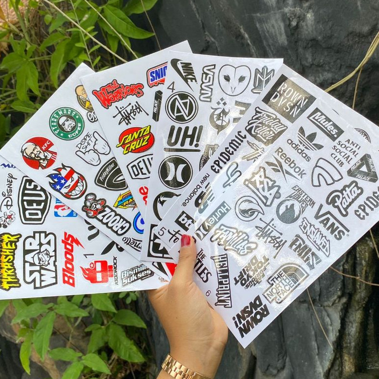 120 Pcs Sticker Pack Distro Logo Brand Stiker Brand Distro