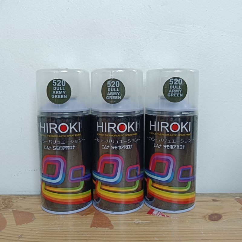 pilok pilox cat semprot HIROKI 520 DULL ARMY GREEN 300cc hijau army doff hijau tentara doff hijau do