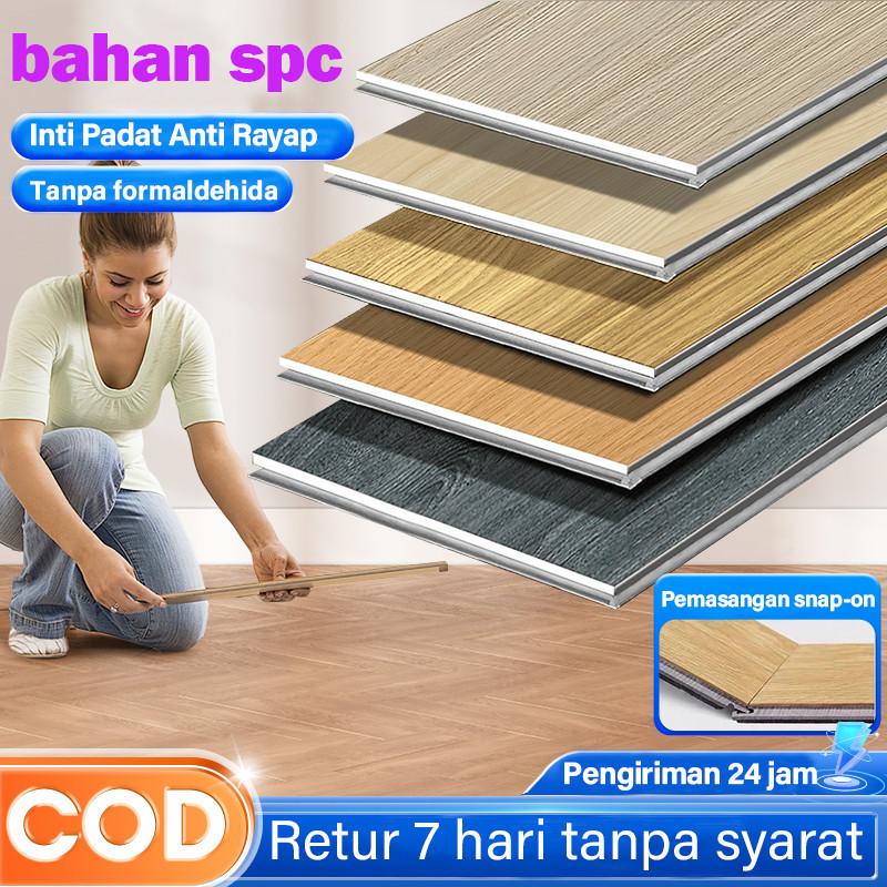 SPC Lantai 5mm 122x18cm Klik Motif Kayu dan Batu / Flooring SPC Woodgrain Klik Anti Air Parquet Park