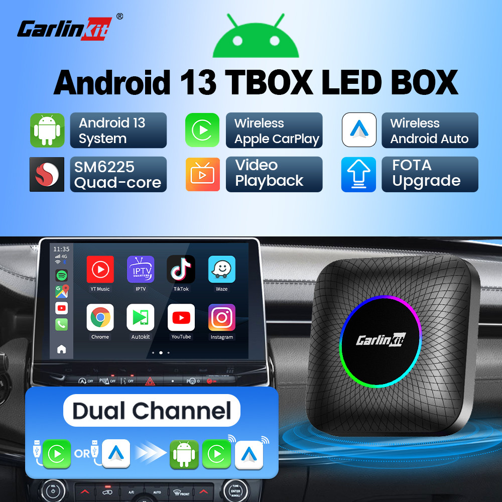 CarlinKit Android 13 Tv Box CarPlay Android Auto TBox Ambient Wireless Adapter Android Auto For Netf