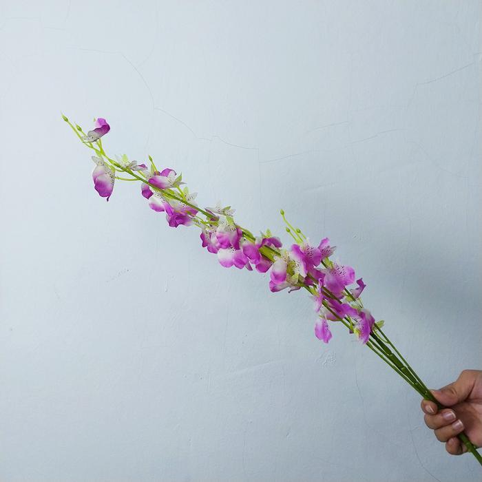 Tanaman Hias Tangkai Bunga Anggrek Plastik Artificial Dekorasi Ruangan - Ungu