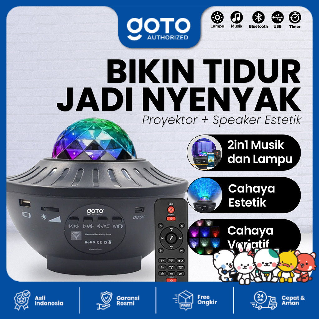 Goto Dreamglo Lampu Tidur Proyektor Langit Speaker Bluetooth Lamp