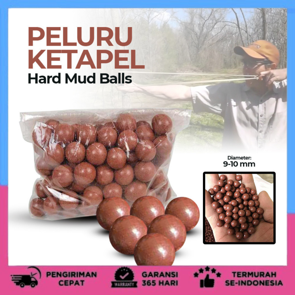 Yernea Peluru Ketapel Slingshot Ammo Hard Mud Balls 9-10mm 100PCS PELURU KETAPEL