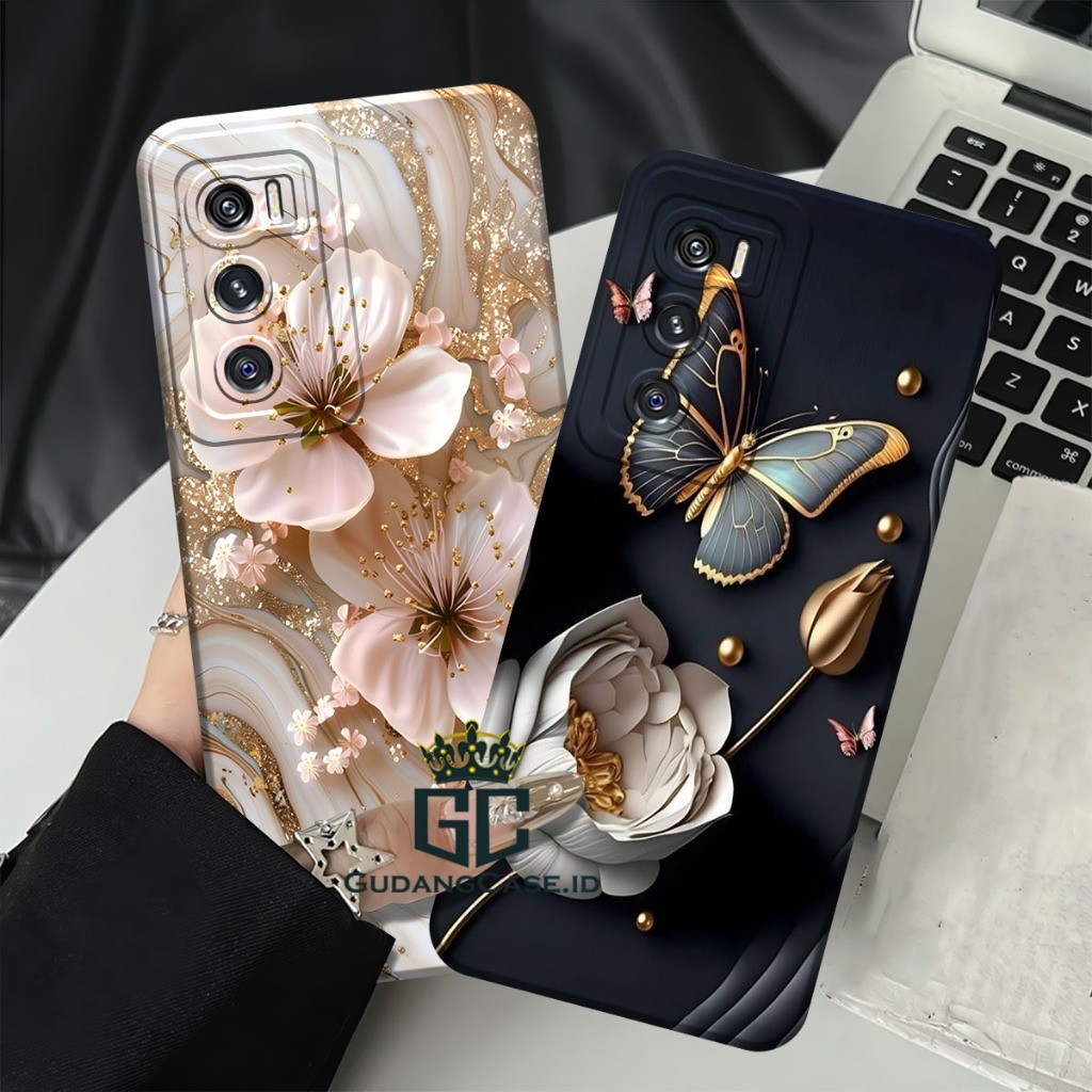 Case Vivo V20 SE / S1 Pro / V20 / V21E / V23E / Z1 Pro Cassing Lentur Procamera Motif Bunga Kupu