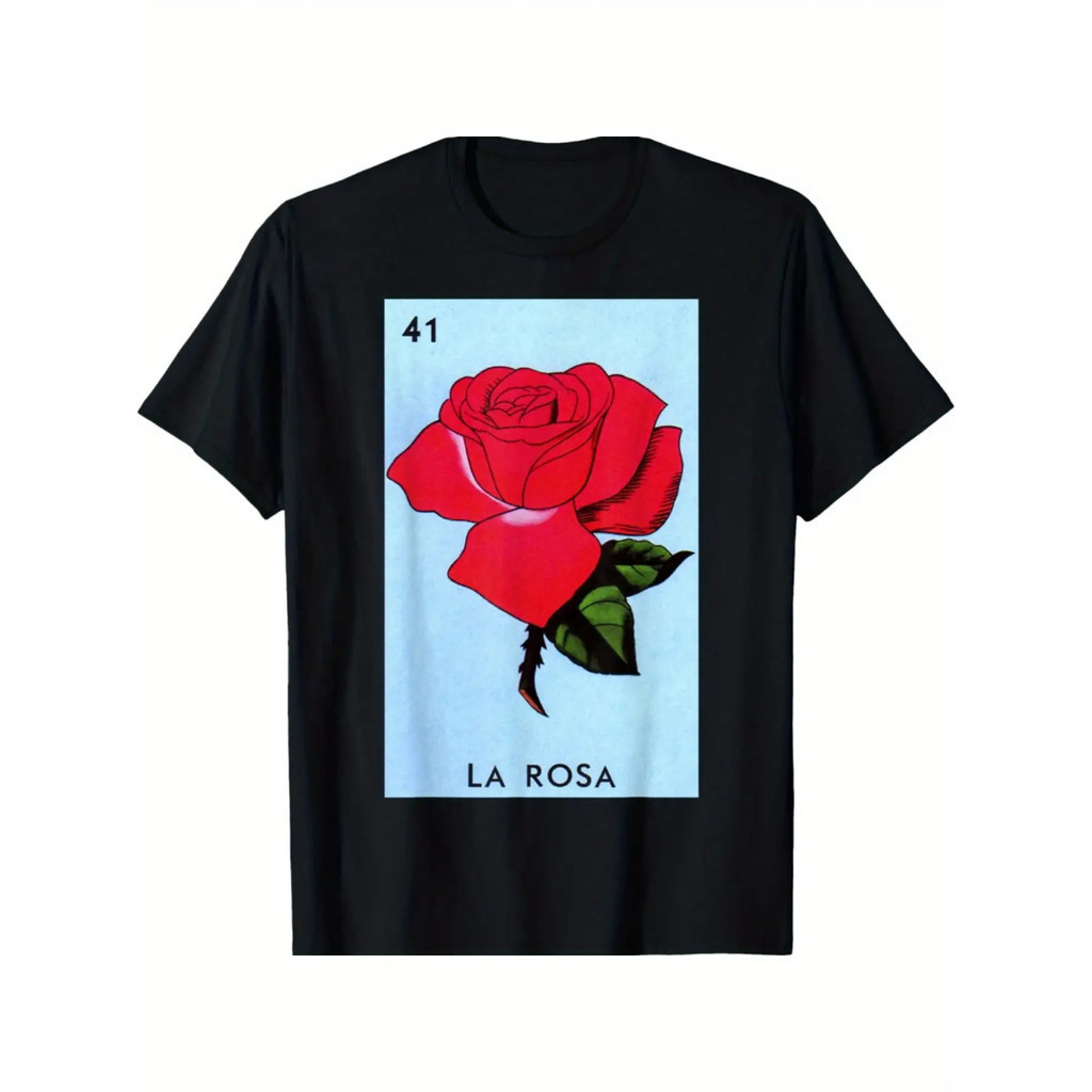Kaos Kartu Lotere Meksiko La Rosa Kaos Santai Leher Bulat