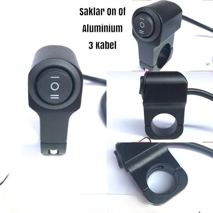 SAKLAR TOMBOL LAMPU ON OFF JEPIT STANG FULL BESI ALUMINIUM ALLOY MOTOR UNIVERSAL RXK FINO - As pictu