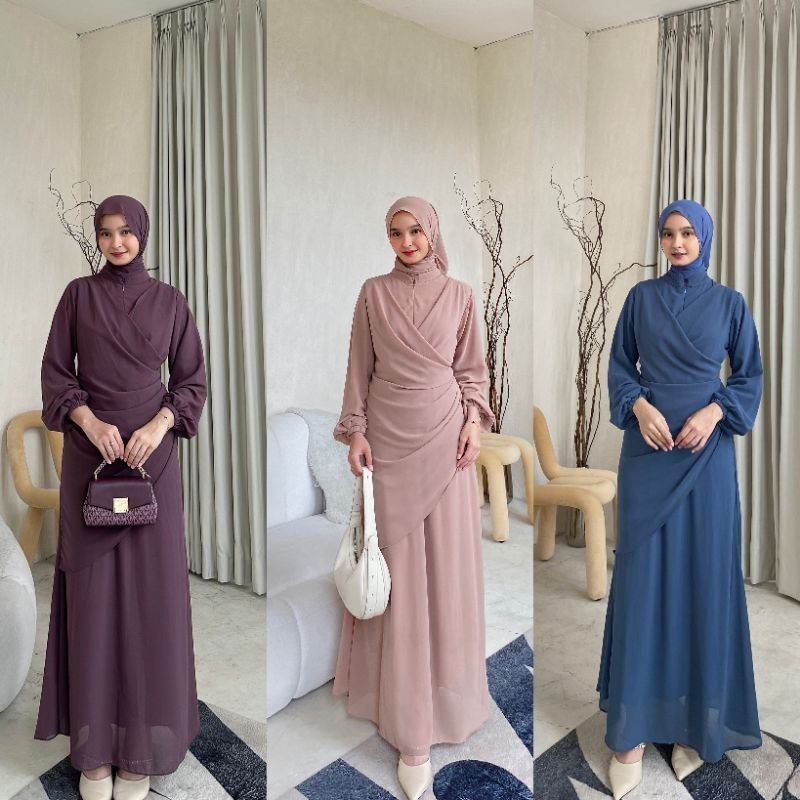 Erina Dress Ceruti Ootd Hijab Simple Seragam Bridesmaid Murah