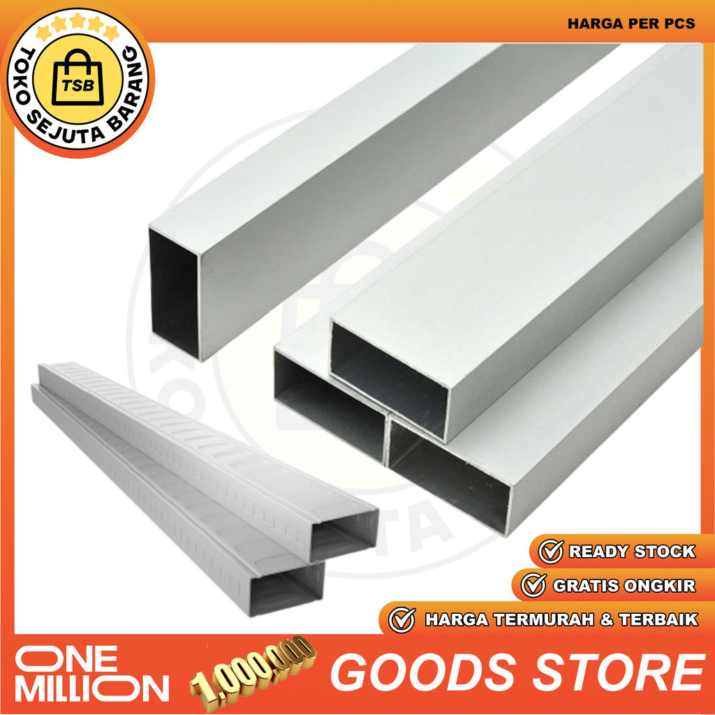 Profil Aluminium Hollo 1x2 Inch 2,5x5 cm Inci Tebal Batang Hollow Plafon Kanopi Holow Segi Empat Jen