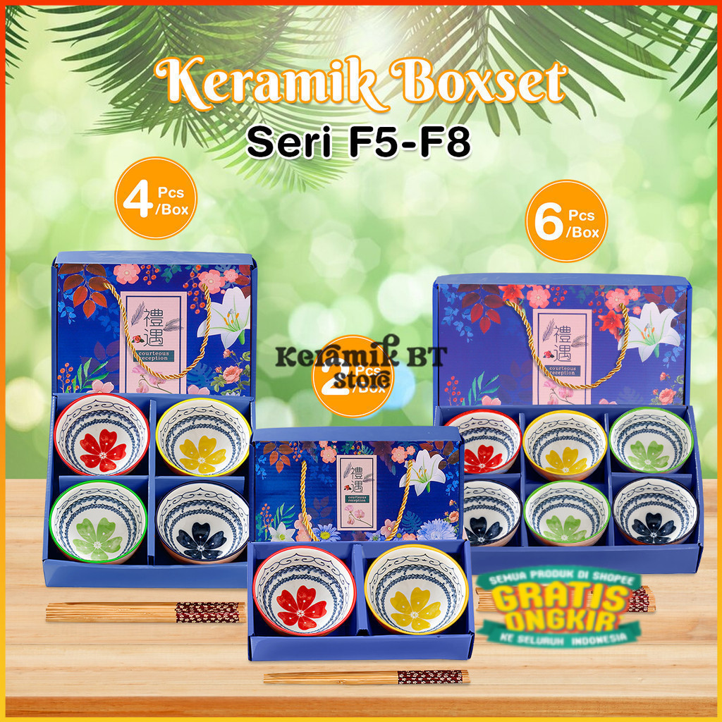 Hampers Parcel Gift Set Keramik Mangkok peralatan makan  Boxset Seri-F/Mangkok set keramik Souvenir/