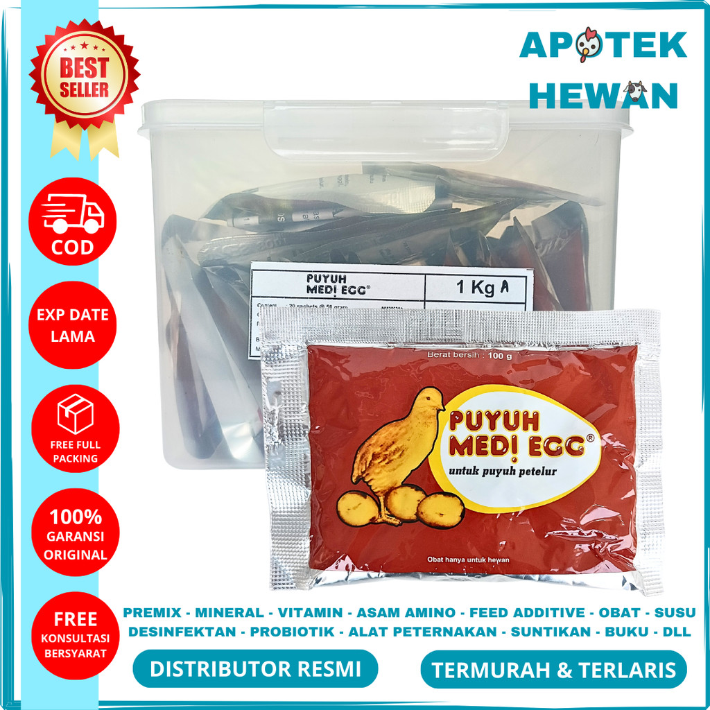 PUYUH MEDI EGG 100 GRAM (1 BOX/10 PCS) - Vitamin Burung Puyuh Petelur | Pemacu Produksi Burung Puyuh