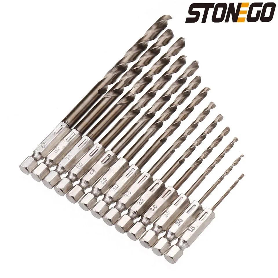 13PCS Cobalt HSS-Co M35 Twist Drill Bit Set 1.5-6.5mm Hex Shank High Precision Cutting Tools for Woo