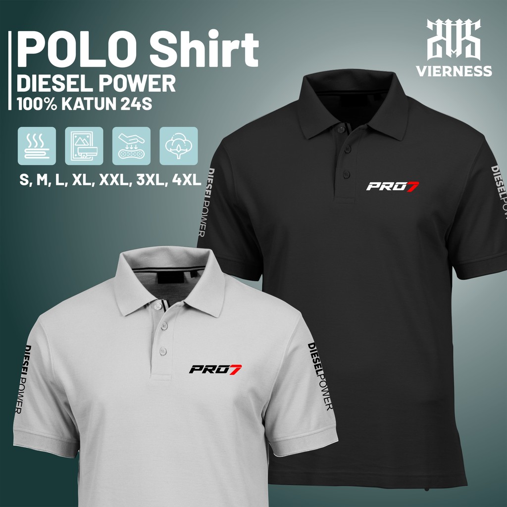 Baju Kaos Polo Kerah Motif Pro7 Diesel Power Bahan 100% Katun Cvc Heksagon Premium Atasan Polo Pria