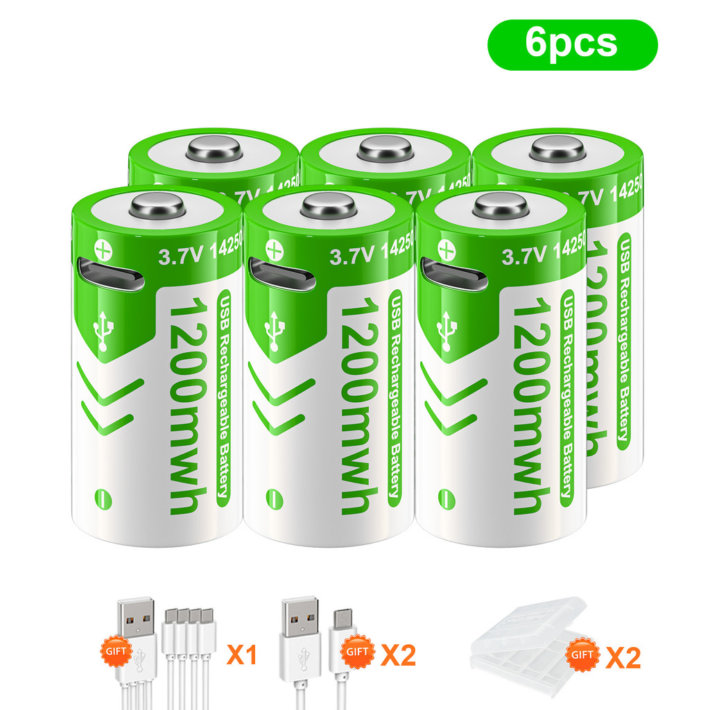 37V USB 14250 ER14250 Rechargeable Lithium Battery 12AA ER 14250 LS14250 Battery For Probes, Thermom