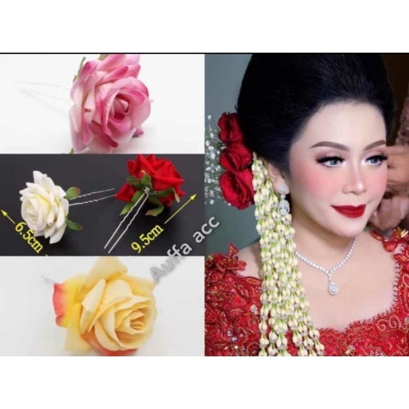 tusuk sanggul bunga rose / hiasan rambut bunga terlaris
