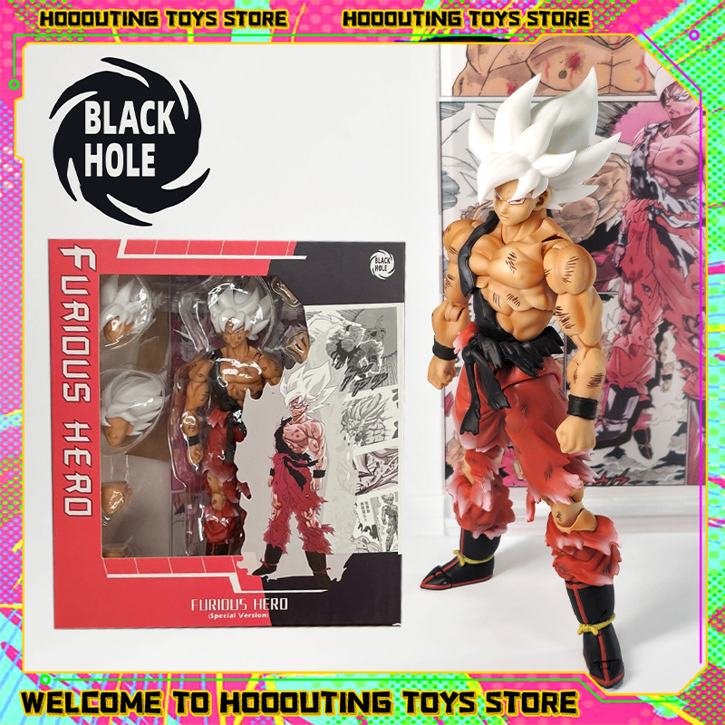  Black Hole Son Goku SHF SSJ Super Saiyan Warrior Awakening Battle Damage Anime Action Figure Kids C