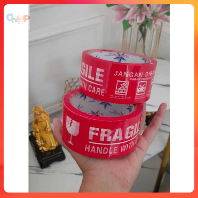 LAKBAN FRAGILE MERAH/PUTIH 48MM
