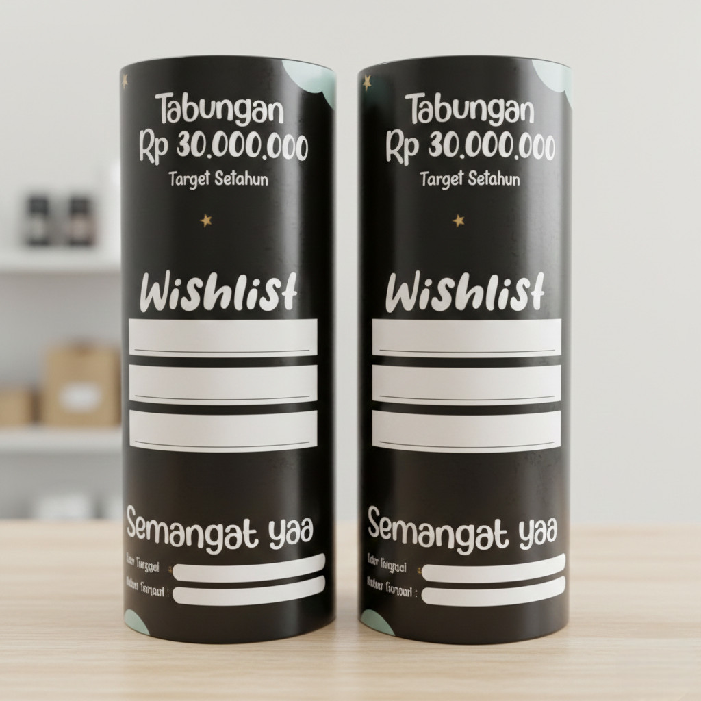 Celengan Target Wishlist 30jt Buka Tutup Permanen Jumbo Tabungan Uang Kertas Celengan Plastik 28cm