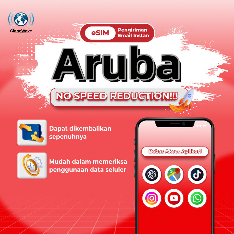 GlobeWave esim Aruba  eSIM 15-30 Days 5G/4G Network Data | Instant 24h Email Delivery | High Speed