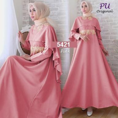 5320 Pearl dress mutiara maxi dusty salem baju pesta syari cape 5818 - Pink