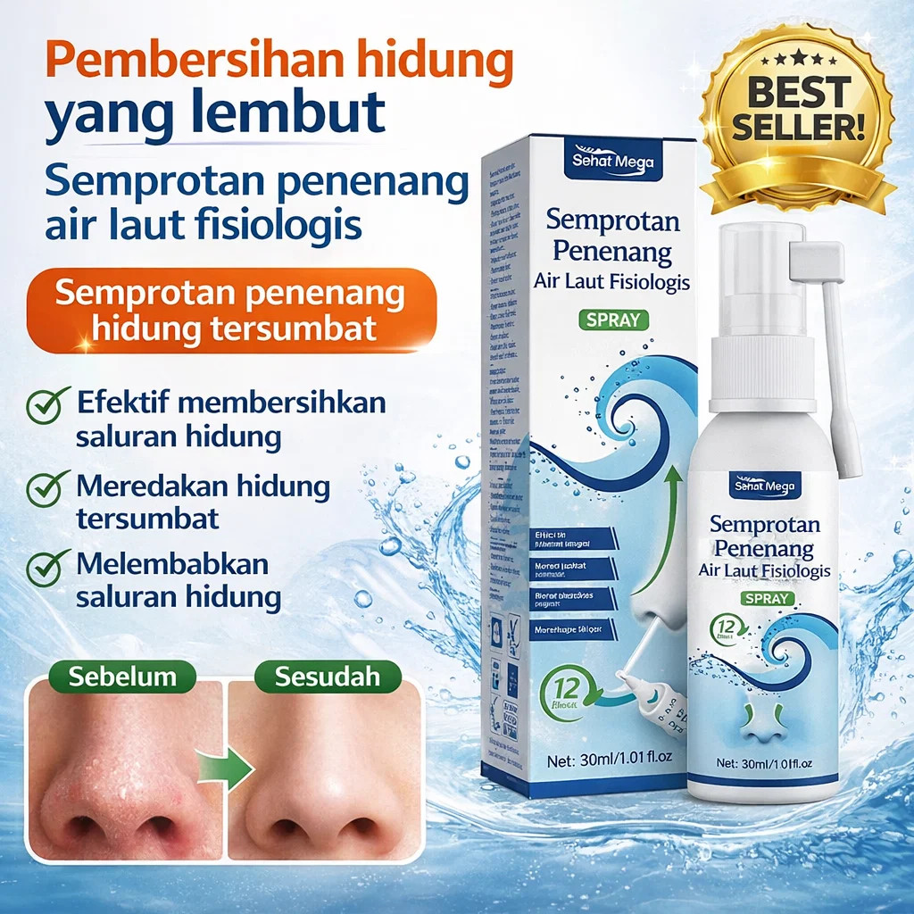 [Asli Beli 1 Gratis 2]Semprotan Hidung Saline Steril Alami / Semprotan Hidung Saline/Redakan Hidung 