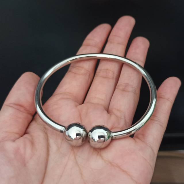 Gelang Stainless Steal Kesehatan-Gelang Monel Bayi Anak Anak Dewasa-Gelang Besi Bulat Putih-Gelang A