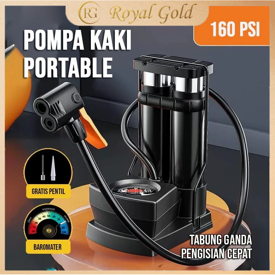 Pompa Angin Injak Kaki Portable Ada Barometer Serbaguna Untuk Sepeda Motor Mobil Bola Gratis Jarum T