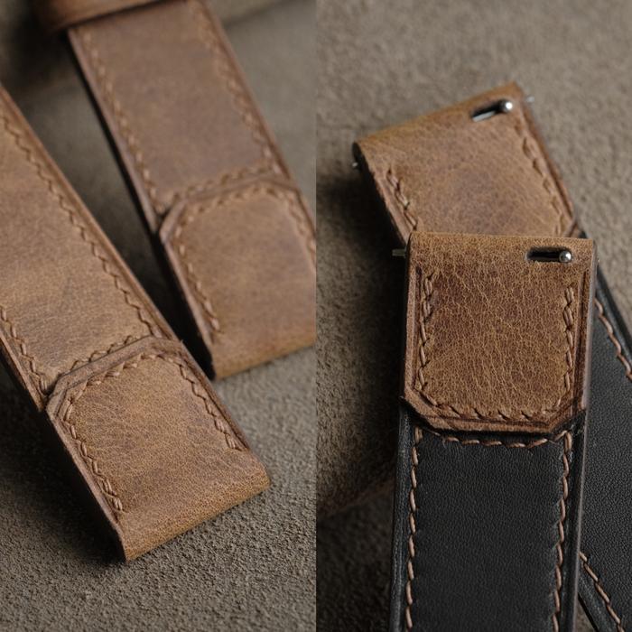 CF Style Leather Watch Strap for JLC reverso omega rolex iwc seiko - Sand