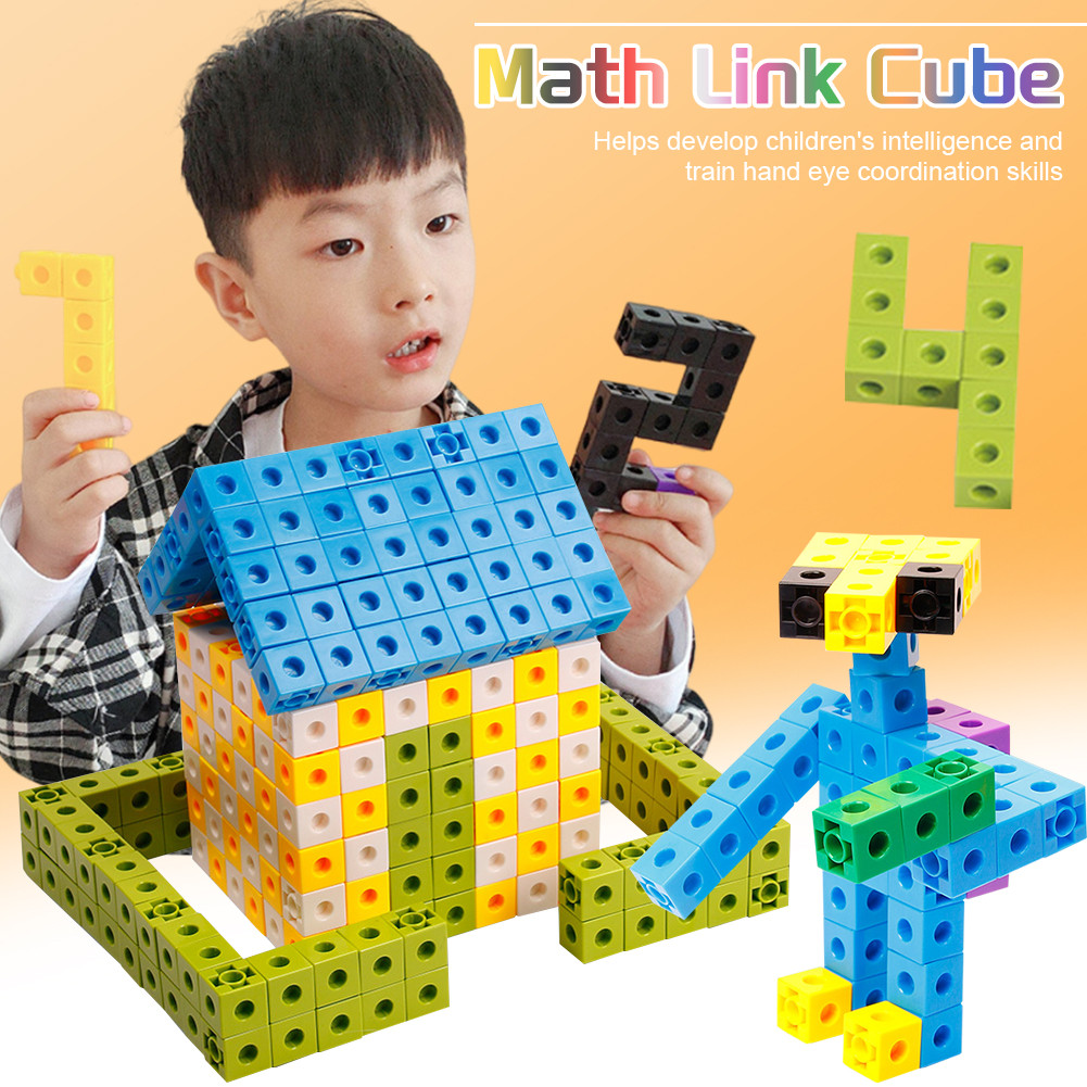 100 Pcs Kancing Edukasi Awal Anak Mainan Diy Matematika Bangun Kubus Kado Sekolah