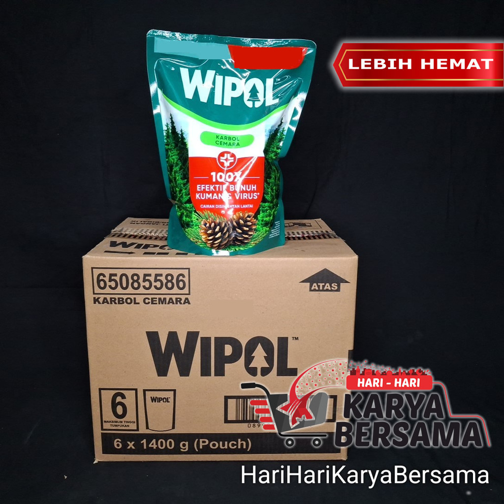 CAIRAN DISINFEKTAN PEMBERSIH LANTAI WIPOL KARBOL CEMARA PER KARTON ISI 6'S X 1400ML