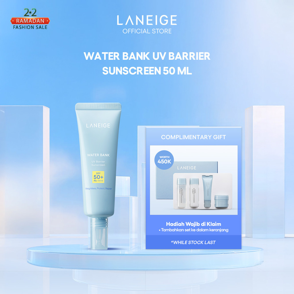 LANEIGE Water Bank UV Barrier Sunscreen 50 mL - Sunscreen Wajah, Sunblock, Pelembap SPF, Sun Protect