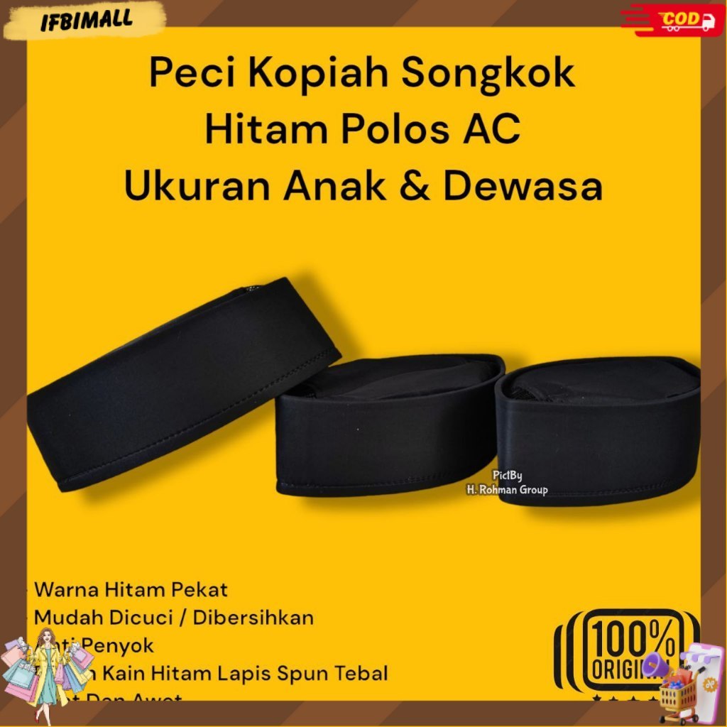 Peci Hitam Murah Bahan Kain Halus Warna Pekat