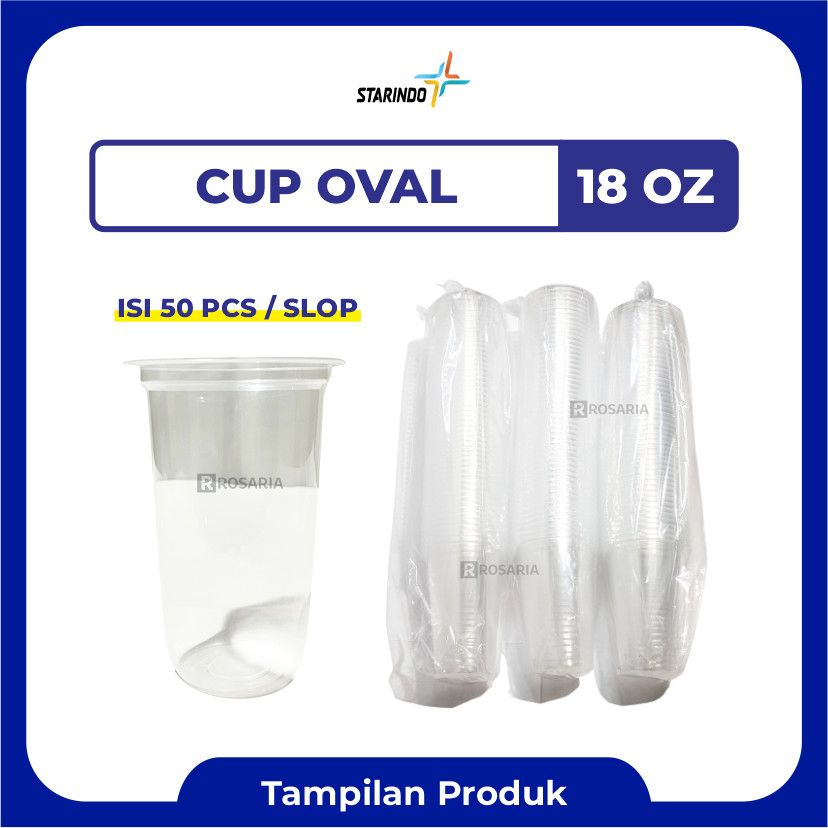 CUP POLOS OVAL 18 OZ STARINDO 8 gr Plastik Bening Gelas Minuman