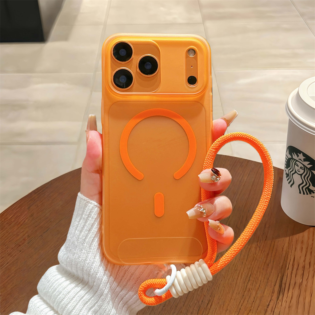 Lanyard Mewah Casing Matte Magnetic Phone Case Untuk IPhone 12 13 14 15 16 17 Pro Max Translucent Ul