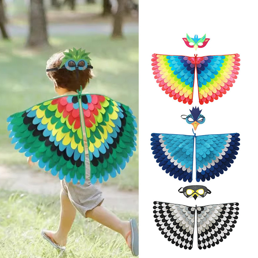 Kostum Burung Anak Bahan Flanel / Costume Set Bird Wings Mask Sayap / Baju Kostum Karnaval Anak / Ko