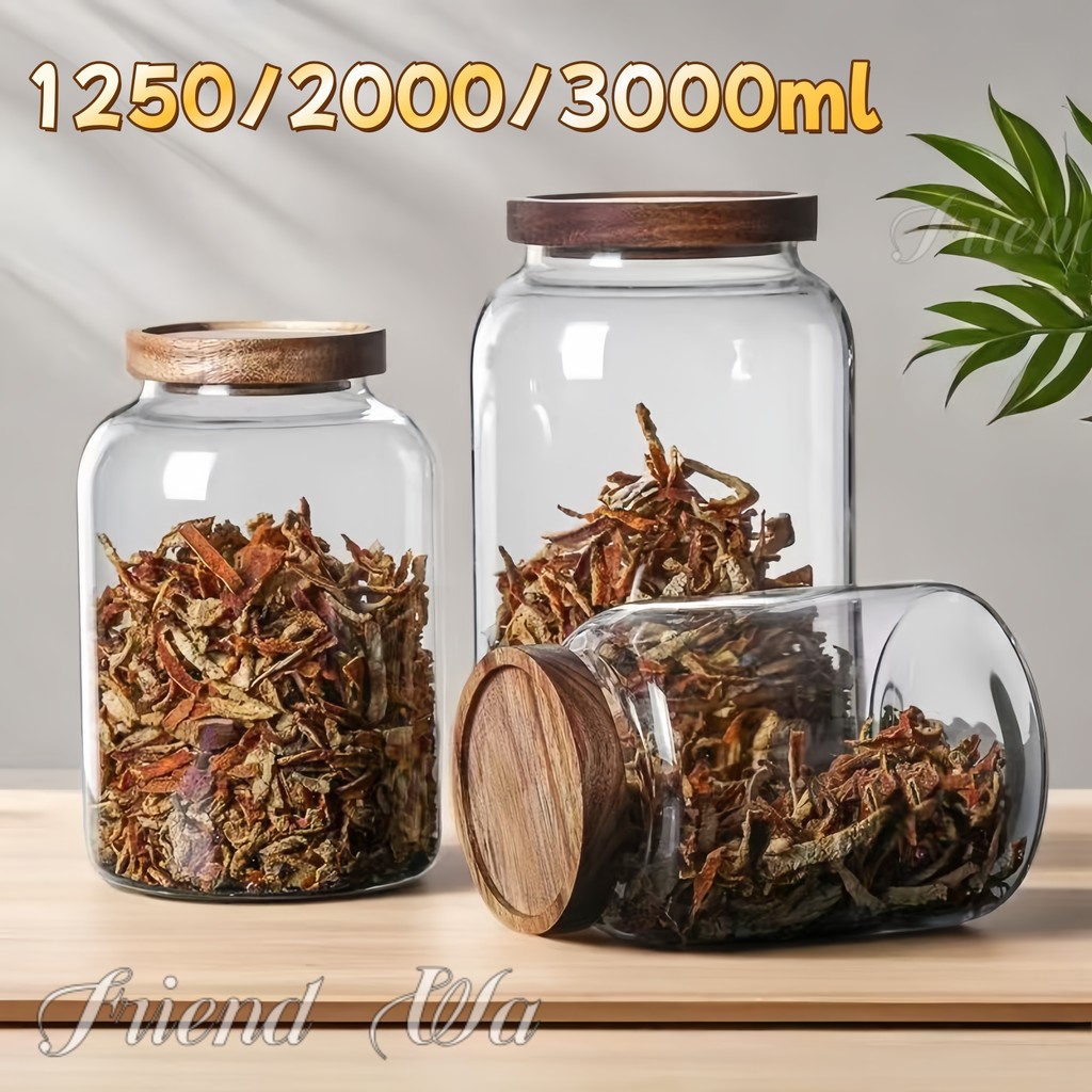 Botol penyimpanan makanan kaca Botol display Kapasitas besar: 1250ml/2000ml/3000ml.
