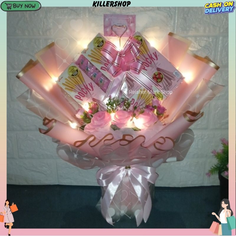 buket pocky love minibox - buket wisuda/anniversary/birthday D6-10