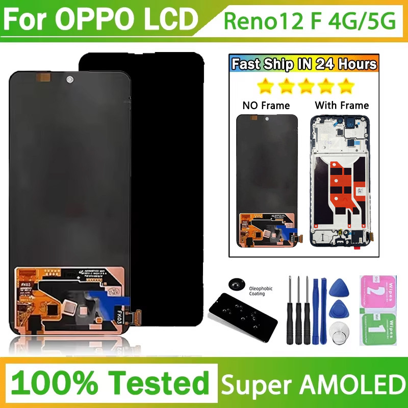 6.67"AMOLED For Oppo Reno12 F Reno 12F 4G/5G LCD splay Tou Screen gitizer CPH2687 CPH2637 splay Repl