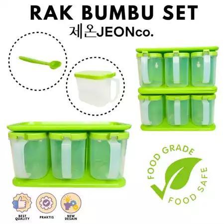 Tempat Bumbu Plus Rak Bumbu Jeon 3in1 / Rak Bumbu Plastik / Tempat Bumbu Plastik Plus Sendok / Tempa