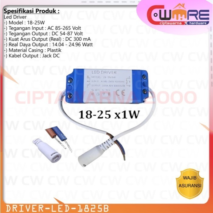 Led Driver downlight lamp 18-25 watt Driver lampu panel led DC plug - CW2K