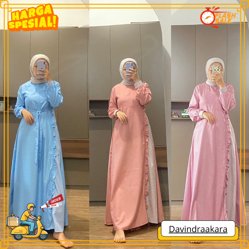 PROMO Gamis Wanita Songket Ruffle Katun Madinah Couple